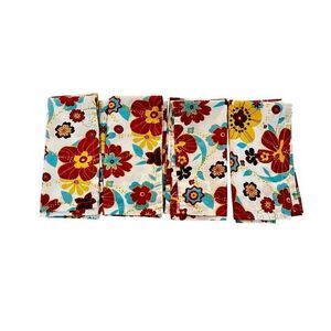 Pier 1 Imports 100% Cotton Napkins Tropical Floral Print Colorful Set of 4 NWT